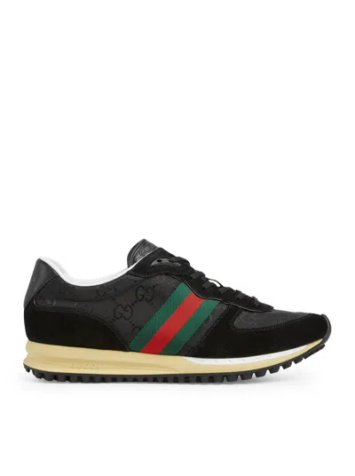 Gucci Sneaker Re-motion In Black Gg Fabric Men