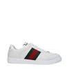 Gucci Leather Sneakers With Lateral Web Band In White