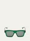 Gucci Men's Square Acetate Sunglasses In Shiny Green