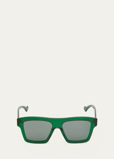 Gucci Men's Square Acetate Sunglasses In Shiny Green
