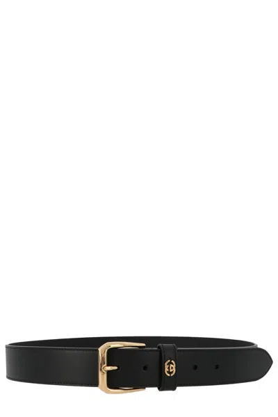 Gucci Men Square Buckle Belt In Black