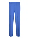 Gucci Brand-embroidered Slip-pocket Straight-leg Regular-fit Wool-blend Trousers In Blue