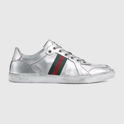 Gucci Men's Stretch Low-top Sneaker In Silver