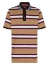 Gucci Beige Polo Shirt With Logo Imprinted On The Front And All-over Striped Motif In Cotton Man In Beige