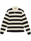 GUCCI MEN'S STRIPED COTTON POLO SHIRT WITH REMOVABLE SLEEVES AND SIDE SLITS