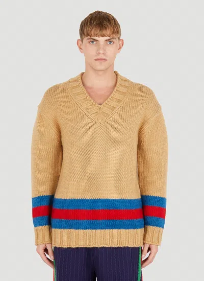 Gucci Striped Sweater In Cream