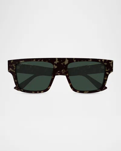 GUCCI MEN'S SUBTLE WEB 53MM SQUARE ACETATE SUNGLASSES