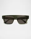 Gucci Men's Subtle Web 53mm Square Acetate Sunglasses In Green