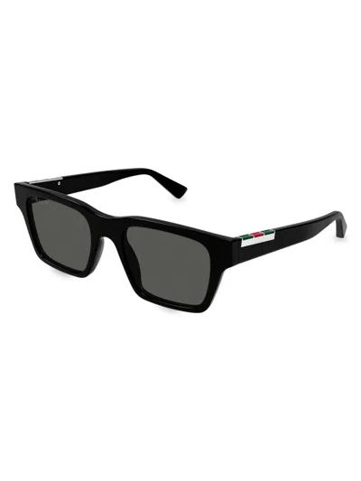 Gucci Web-stripe Square-frame Sunglasses In Black