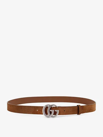 Gucci Men Suede Belt In Brown