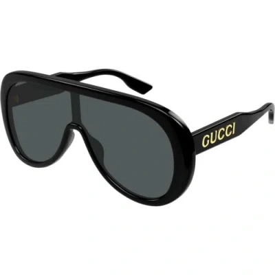 Pre-owned Gucci Men's Sunglasses Black Acetate Pilot Full Rim Frame Grey Lens Gg1370s 001 In Gray