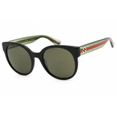 Pre-owned Gucci Men's Sunglasses Black Acetate Round Shape Frame Green Lens Gg0035sn 002
