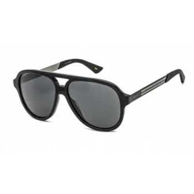 Pre-owned Gucci Men's Sunglasses Black Aviator Plastic Full Rim Frame Gg0688s 001 In Gray