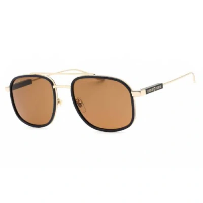 Pre-owned Gucci Men's Sunglasses Black/gold Metal Frame Brown Lens Gg1310s 003