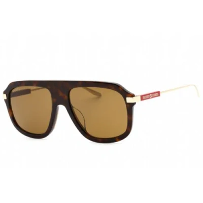 Pre-owned Gucci Men's Sunglasses Havana/gold Plastic Full Rim Frame Gg1309s 006 In Brown
