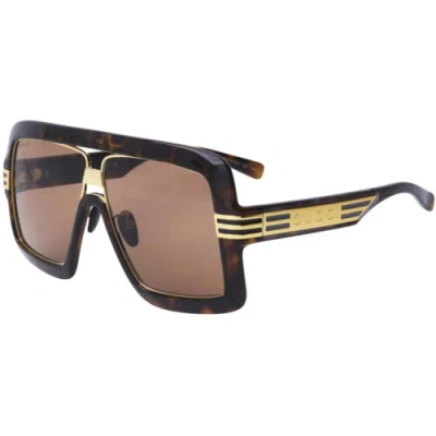 Pre-owned Gucci Men's Sunglasses Nylon Lens Havana Plastic Pilot Shaped Frame Gg0900s 002 In Brown