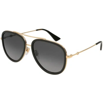 Pre-owned Gucci Men's Sunglasses Polarized Lens Gold And Black Metal Frame Gg0062s 011 In Gray