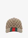 Gucci Men Beige And Ebony Baseball Cap With Web Detail In Gg Supreme Canvas Man In Multi