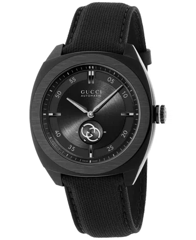 Gucci Men's Swiss Automatic Interlocking Black Rubber Strap Watch 41mm In No Color