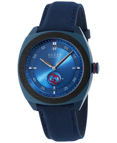 Gucci Men's Swiss Automatic Interlocking Blue Rubber Strap Watch 41mm In No Color