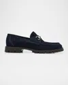 Gucci Sylke Suede Leather Loafers In Dark Blue