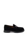 Gucci Suede Loafers Featuring Metallic Buckle In Black