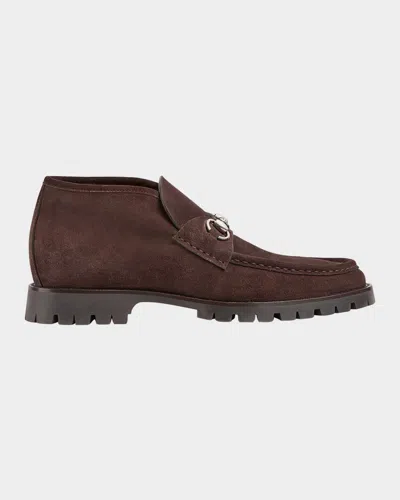 GUCCI MEN'S SYLKE SUEDE BIT LUG-SOLE CHUKKA BOOTS