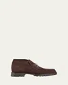 Gucci Men's Sylke Suede Bit Lug-sole Chukka Boots In Cocoa