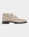 Gucci Men's Sylke Suede Bit Lug-sole Chukka Boots In Oatmeal