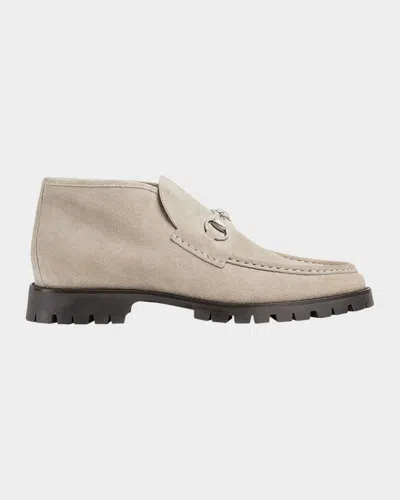 GUCCI MEN'S SYLKE SUEDE BIT LUG-SOLE CHUKKA BOOTS