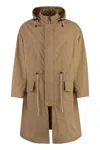 GUCCI MEN'S TECHNICAL FABRIC PARKA JACKET FOR SS24 IN CAMEL