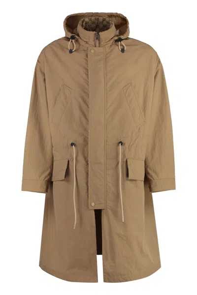 Gucci Technical Fabric Parka In Camel