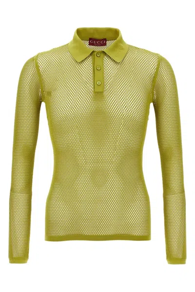 Gucci Men Technical Jersey Polo Shirt In Green