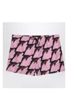 Gucci Mens Pink Deep Brown Printed Technical Poplin Swim Shorts