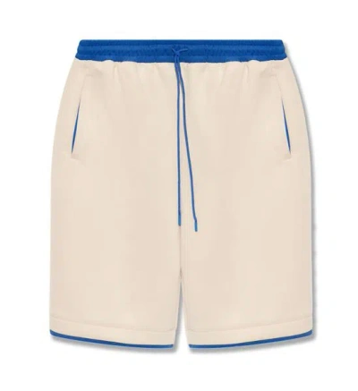 Gucci Men's Techno Fabric Bermuda Shorts With Side And Back Zip Pockets In Panna
