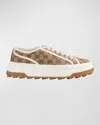 Gucci Gg-canvas Lace-up Sneakers In Beige/white