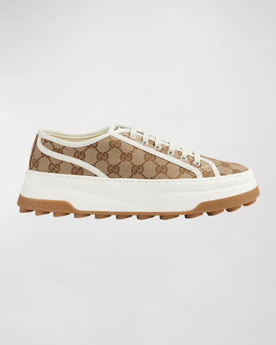 Gucci Gg-canvas Lace-up Sneakers In Brown