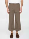 Gucci Textured Gabardine Cropped Pant In Brown
