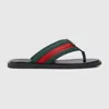 Gucci Gg Web Stripe Slides In Black