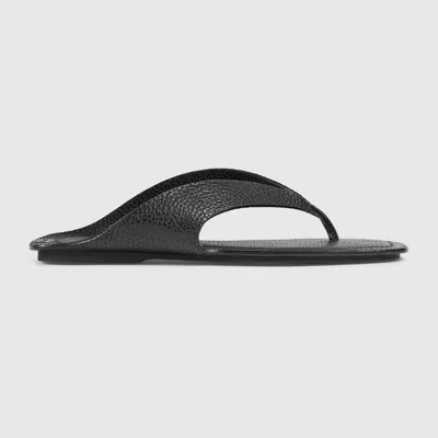 Gucci Men's Thong Sandal With Interlocking G In Black
