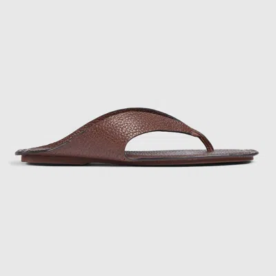 Gucci Men's Thong Sandal With Interlocking G In Brown