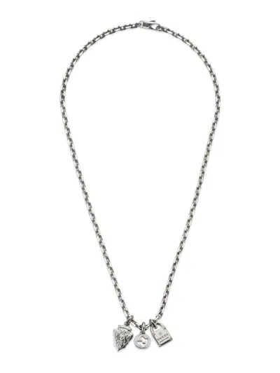 Gucci Men's Trademark Sterling Silver Logo Charm Necklace