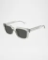 Gucci Men's Transparent Rectangle Sunglasses In Shiny Black