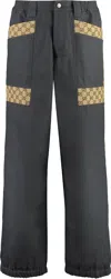 Gucci Wide Leg Trousers With Interlocking Gg Jacquard In Grey