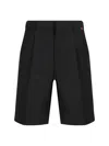 Gucci Black Bermuda Shorts With Web Detail In Wool Man In Multicolor