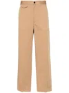 Gucci Web-detail Cotton Trousers In Brown