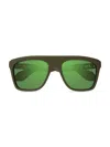 Gucci Men's Twinsburg Gg1570s 57mm Square Sunglasses In Matte Olive Green Mirror