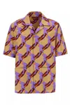Gucci Multicolor Bowling Shirt With Cuban Collar And All-over Print In Cotton Man In Multicolor