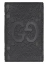Gucci Jumbo Black Leather Card Holder For Men In Black