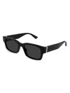 Gucci Men's Vertical Web 52mm Rectangular Sunglasses In Black